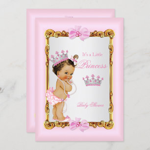 Convites Princesa Chá de fraldas Rosa Dourada - Pérolas Tia