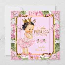 Convites Princesa Chá de fraldas Rosa Floral Brunette