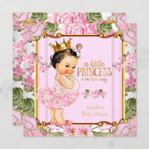 Convites Princesa Chá de fraldas Rosa Floral Brunette