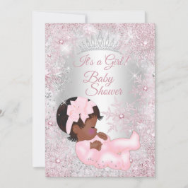 Convites Princesa Chá de fraldas Rosa Inverno Wonderland Ét