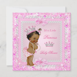 Convites Princesa Chá de fraldas Rosa Rosa Glitter Tiara