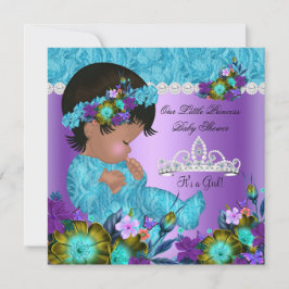 Convites Princesa Chá de fraldas Teal Azul Roxo Nova