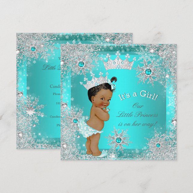 Convites Princesa Chá de fraldas Winter Wonderland Ethnic (Frente/Verso)