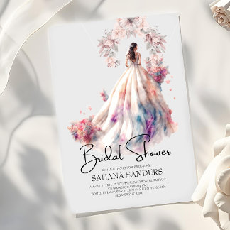 Convites Princesa Coroa Chá de panela de Vestido Floral