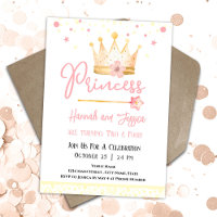 Princesa Coroa Rosa Meninas Rosa Dupla Aniversário