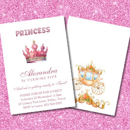 Convites Princesa Coroa Rosa-Rosa-Brilhante Fairytalt Anive