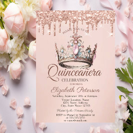 Convites Princesa Crown Castle Rosa Dourado Drives Quinceañ
