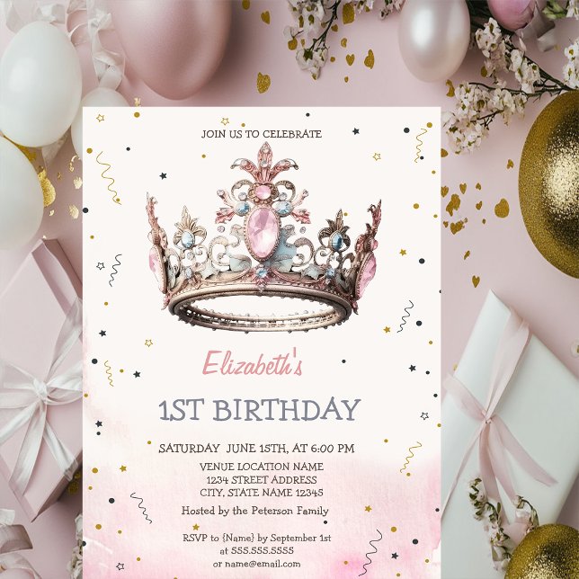 Convites Princesa Crown Fairytale Birthday (Criador carregado)