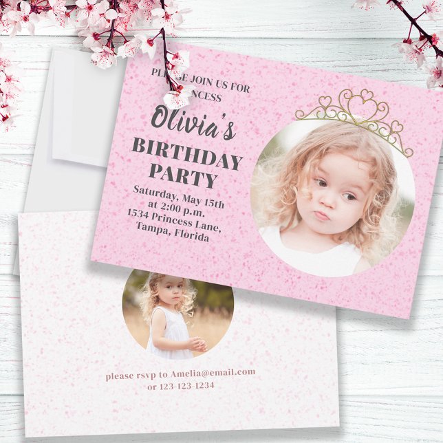 Convites Princesa Cuta Minimalista Tiara Birthday Whimsical (Criador carregado)