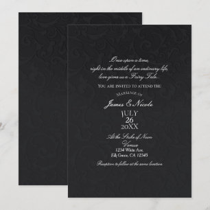 Convites Princesa Damask Preto História de Fadas Casamento 