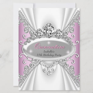 Convites Princesa de Aniversário de Quinceañera Rosa Diaman