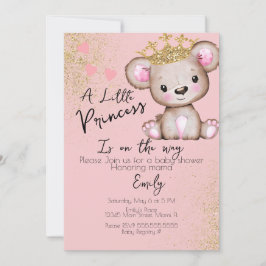 Convites Princesa de Chuveiro de Bebê Rosa Brilhante