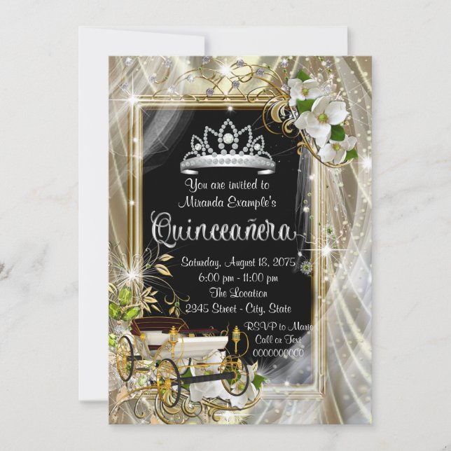 Convites Princesa de Conto de Fadas Quinceañera (Frente)