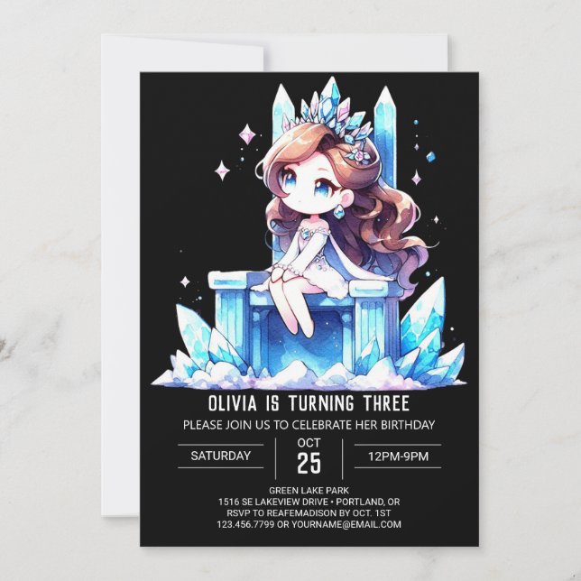 Convites Princesa de Diversão Pastel Birthday (Frente)