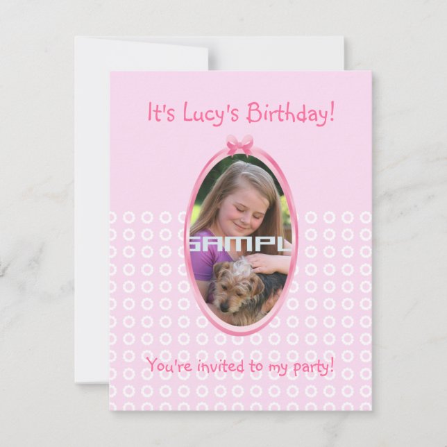 Convites Princesa de Fairytala no Partido de Birthaday Rosa (Frente)