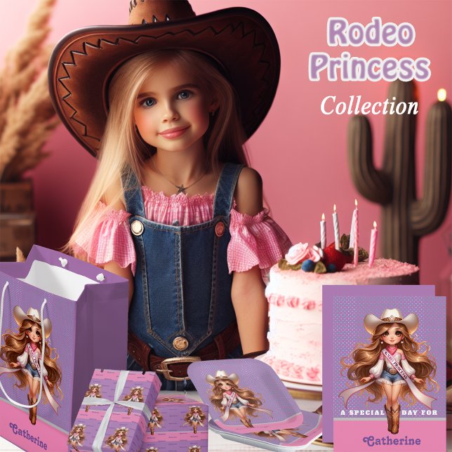 Convites Princesa de Rodeio Cowgirl Ocidental 1 Personaliza (Rodeo Princess collection cowgirl birthday party supplies and gift ideas)