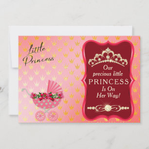 Convites Princesa Diamond Dourado Tiara Red Chá de fraldas