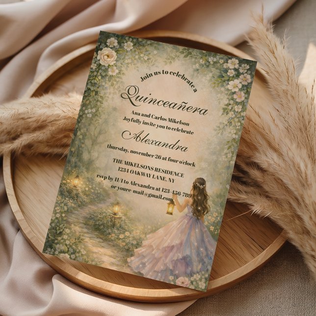 Convites Princesa do Bosque Encantado Quinceañera (Criador carregado)