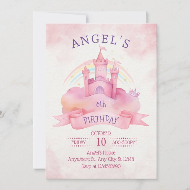 Convites Princesa do Castelo (Frente)