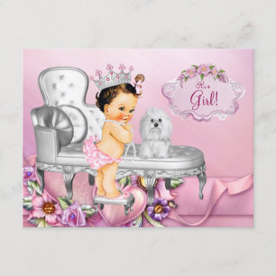 Convites Princesa do Trono Rosa Chuveiro de Bebê Pérola