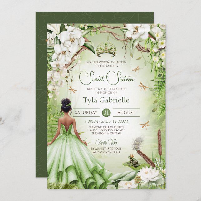 Convites Princesa Doce 16 Príncipe Sapo Birthday (Frente/Verso)