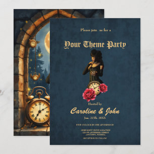 Convites Princesa dos Relógios – Guardiã das Horas ao Luar.