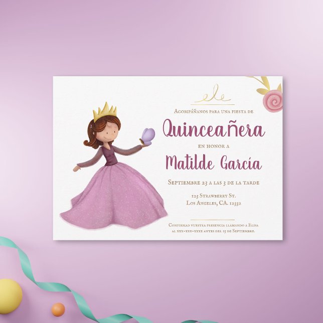 Convites Princesa Dourada rosa Quinceañera (Criador carregado)