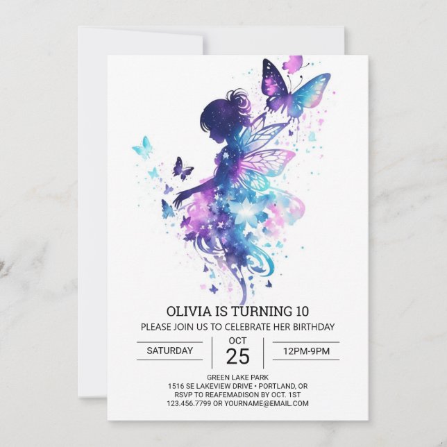 Convites Princesa Eetal Fairy Birthday Bliss (Frente)