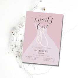 Convites Princesa Elegante Pérolas Rosa aniversário de 21 a