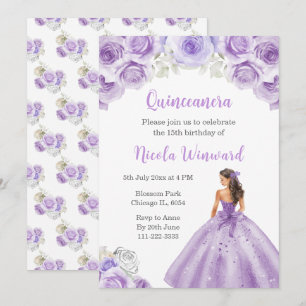 Convites Princesa em Dusty Purple Dress Quinceanera