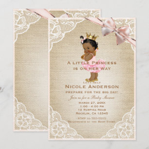 Convites Princesa Étnica Chá de Bebê Vintage Rústico Menina