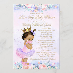 Convites Princesa Étnica Com Máscara Chuveiro de Bebê Drive