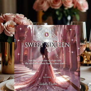 Convites Princesa Étnica Doce 16 Rosa Festa de aniversário