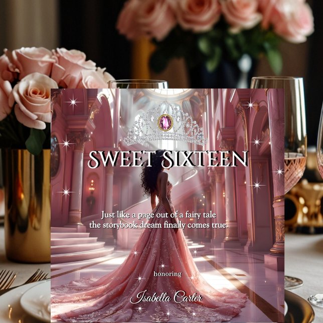Convites Princesa Étnica Doce 16 Rosa Festa de aniversário (Criador carregado)