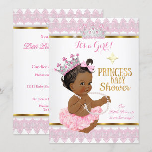 Convites Princesa Étnica Menina Baby Shower Rosa Dourado Tu