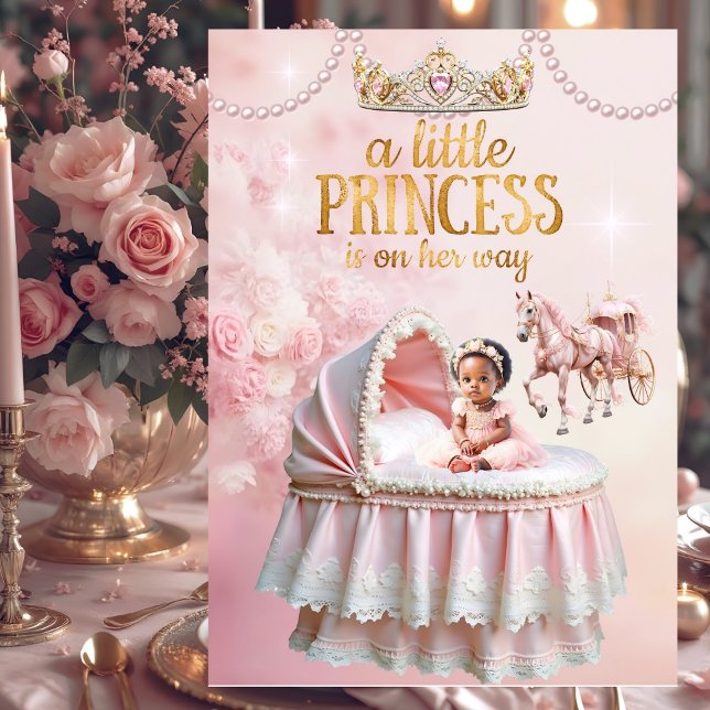 Convites Princesa Étnica Rosa Berço de Bebê Chuveiro (Criador carregado)