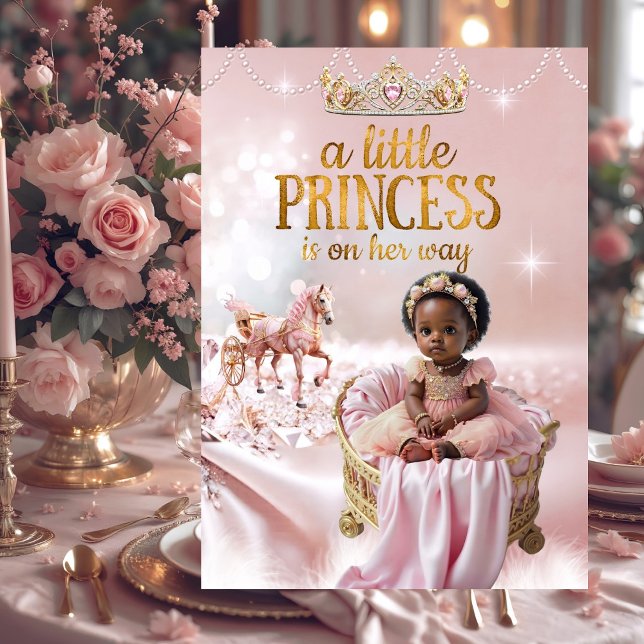 Convites Princesa Étnica Rosa Chá de Bebê Carrinho Berço (Criador carregado)