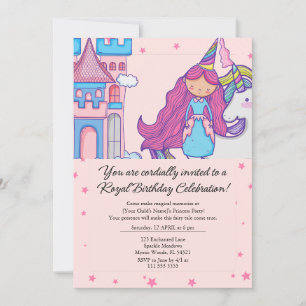 Convites Princesa Fairytale com Festa de aniversário Unicór