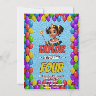 Convites Princesa Fairytale Royal Bonito Birthday Invite