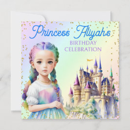 Convites Princesa Fantasia Castelo Arco-íris Pastel Mágico