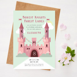 Convites Princesa Festa de aniversário, Castelo Rosa Fairyt