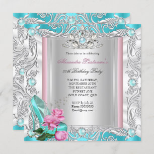 Convites Princesa Festa de aniversário Rosa Rosa Rosa Rosa