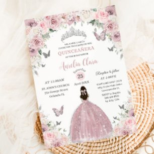 Convites Princesa Floral Branca Suave Quinceañera XV 16