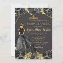 Princesa Floral Dourada Elegante Quinceañera