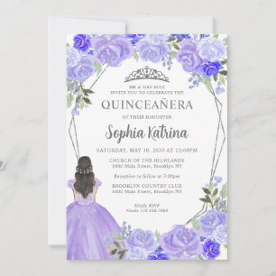 Convites Princesa Floral Puro De Prata Tiara Quinceañera