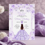 Convites Princesa Floral Púrpura e Prateada Quiñceanera<br><div class="desc">Purple & Silver Floral Princess Quiñceanera Convite Mis Quince 15 Anos,  16ª Borboleta de Aniversário.</div>