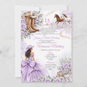 Convites Princesa Floral Roxa Mexicana Ocidental 15 Anos