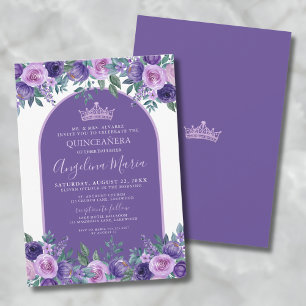 Convites Princesa Floral Roxo Aniversário Quinceanera