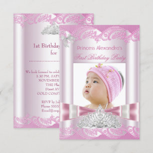 Convites Princesa Garota Primeira Festa de Aniversário 1 ru