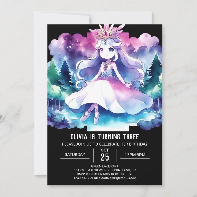 Convites Princesa Imprimível - Aniversário (Frente)